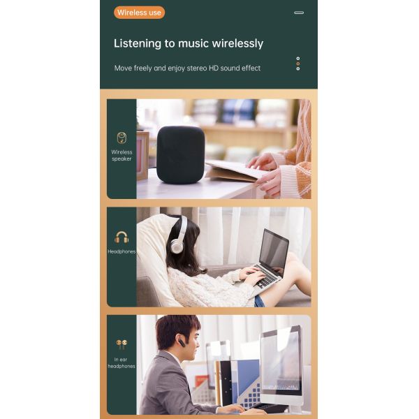 Wireless Stereo 10M Bluetooth Audio Receiver For PC TV Support AVRCP