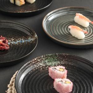 Screw Thread Black Porcelain Dinnerware Customized Logo Printable