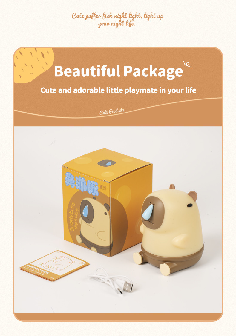 Cute Snottybara Table Lamp Animal Rechargeable Creative Cartoon Capybara Silicone Night Lamp