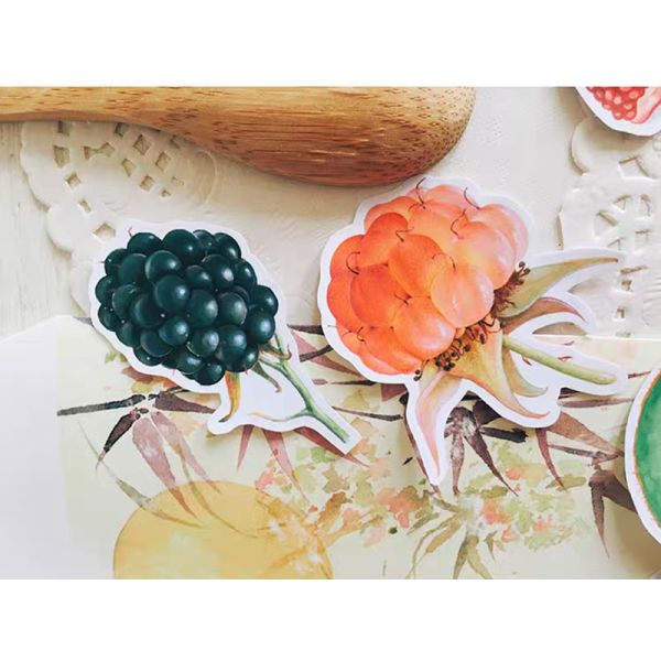 Vegetable Fruit Die Cut Kiss Cut Stickers Roll Pineapple Grape Pear Blueberry