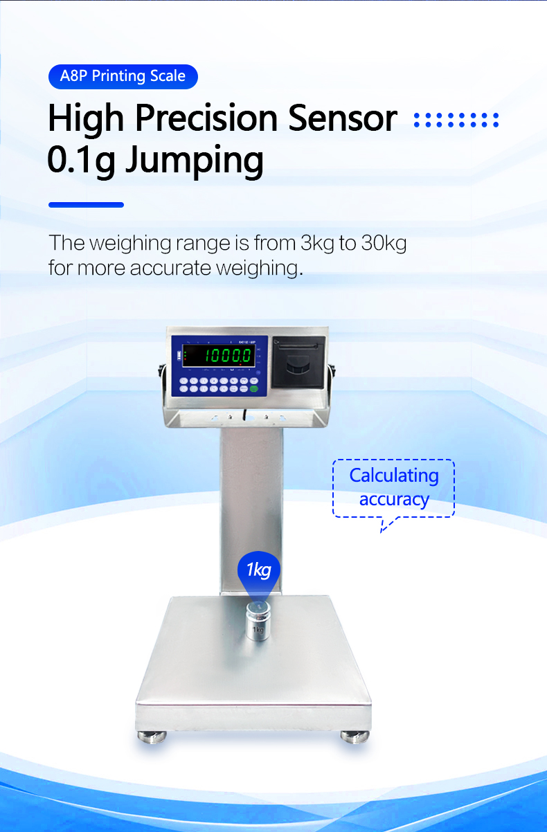 6kg Capacity A8SP Printing Small Platform Scale Square Vertical Bar 22cm*28cm Customizable
