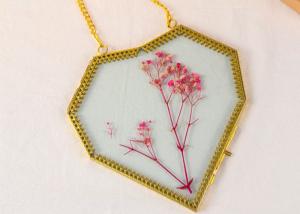 China Glass love heart shape gold lace copper girls gift photo frame dried flower clip plant specimen clip wholesale on sale
