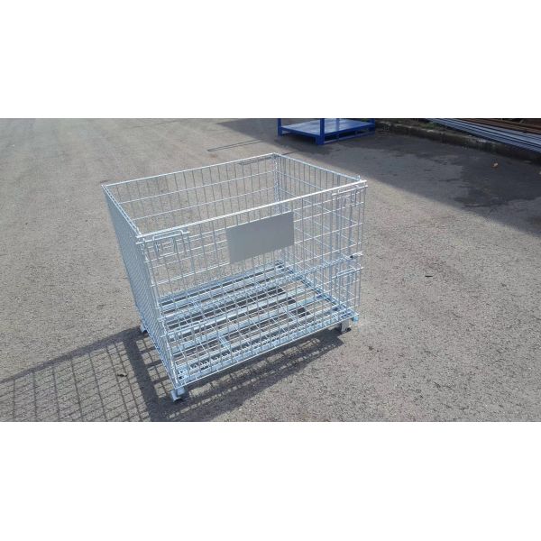 Semi Open Door Design Warehouse Wire Mesh Cages 800x500x500mm Steel Wire Container