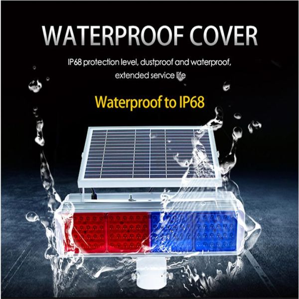Red and blue traffic flashing light Double-sided traffic LED warning strobe light Solar flashing light