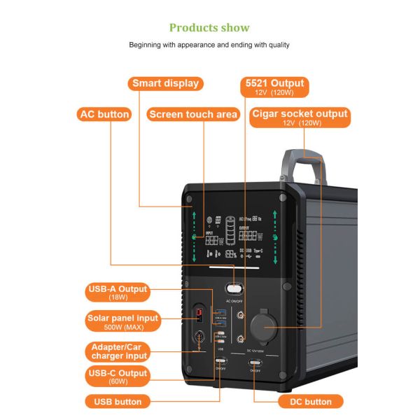 Rechargeable Li Ion Power Station 3000w Solar Generator Power Supply Portable For Camping