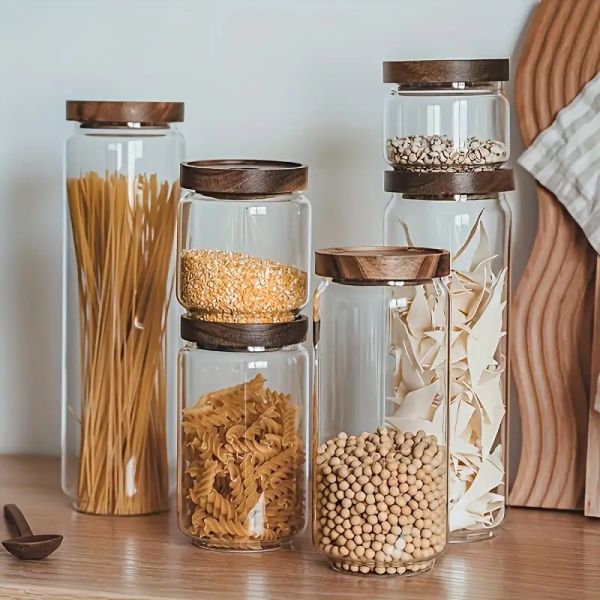 Nordic Design Square Borosilicate Glass Jar With Flip Top Lids Moisture Proof Customized