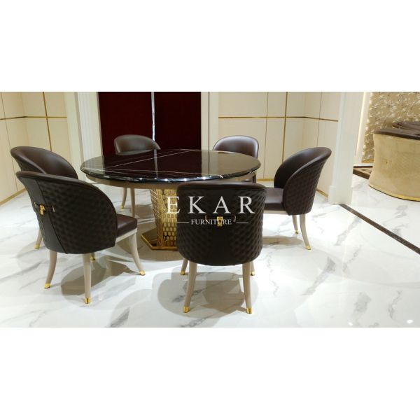 European Upholstered Wooden Leather Dining Chair W002D5