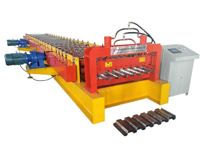 914mm Galvanized Steel Deck Roll Forming Machine Hydraulic Cutting