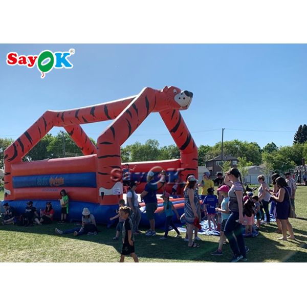Quality Outdoor Red Inflatable Bouncer / Inflatable Trampoline Logo Printed wholesale