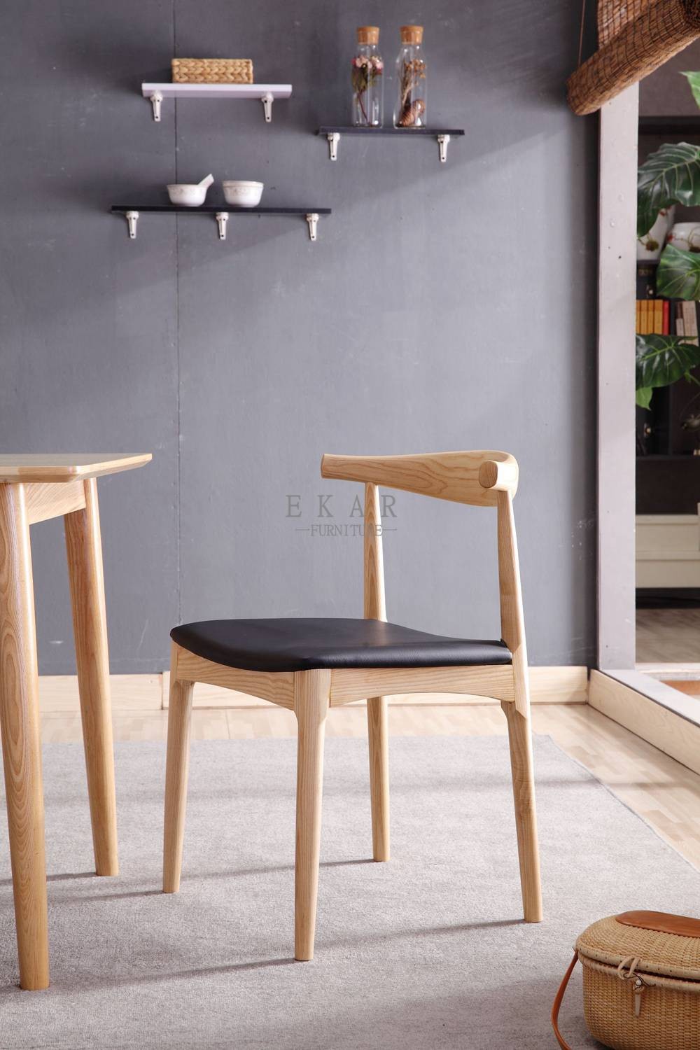 Modern Ash Wood Nordic Design Leather European Dining Chair