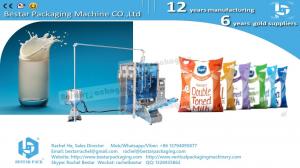 China Automatic liquid pouch packing machine with rotary pump and customized exhaust system BSTV-450P on sale