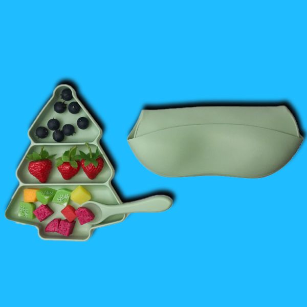 Baby Silicone Plate And Bib 3 Pcs BPA Free Suction Feeding Set Customized