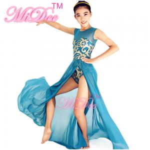 Quality Stretchy Mesh Sleeveless Maxi Dress Lyrical Dance Costumes For Competition wholesale