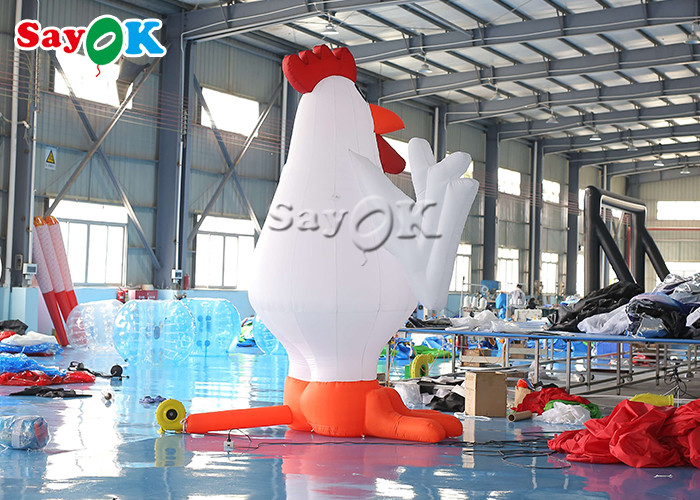 Festival Party Decor White Inflatable Cartoon Characters 13ft Animal Chicken Rooster Model
