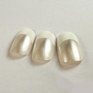 Pearls pring French Manicure Fake Nails , full cover nail tips