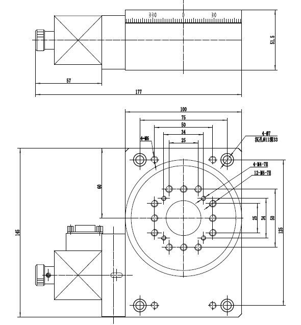 100mm Electric Motorized Rotation Stage Worm Gear Durable