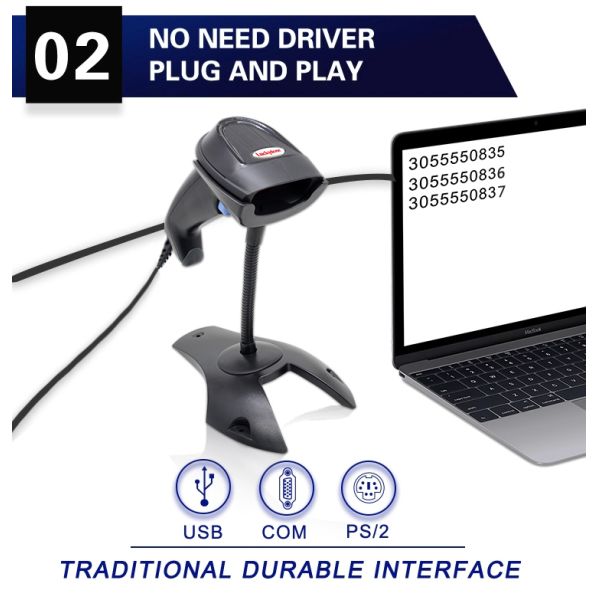 Cost-Effective Wired Omni-Directional Portable 1D bar Code Laser Reader Handheld Barcode Scanner