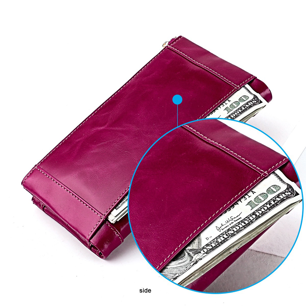 Daily Life Essential RFID Anti-Theft Brush Long Wallet with Mobile Phone Coin Clutch