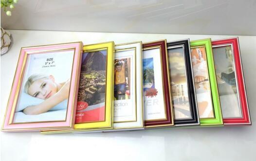 Cheap 6inch High glossy with gold foil edge PVC plastic photo frame 7color avaiable for sale