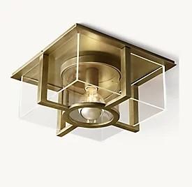 China Inner Cylindrical Shade Brass Ceiling Light Flush Mount 40w on sale