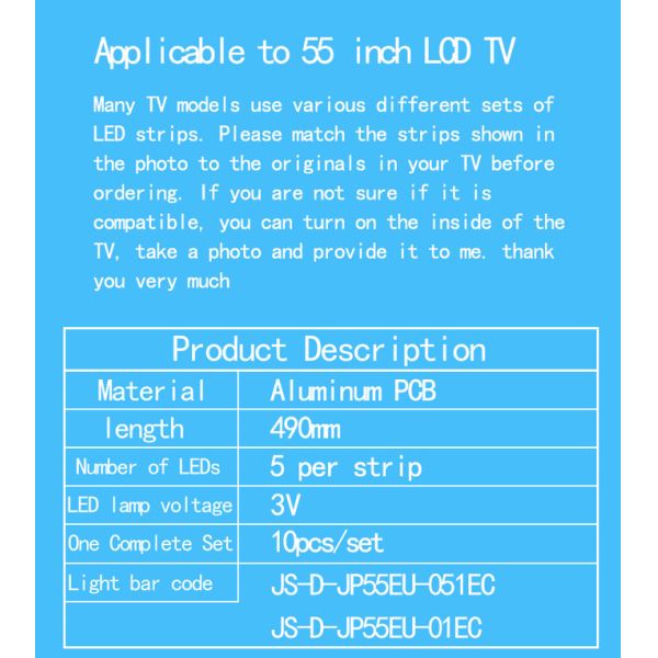 MCPCB 55QHQJP AKTV5534 LED Backlight Strip JS-D-JP55EU-051EC 70317 E55EU/EP1000