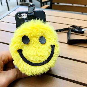 China Soft TPU Plush Expression Coin Earphone Key Purse Cell Phone Case Back Cover For iPhone 7 6s Plus with Lanyard on sale