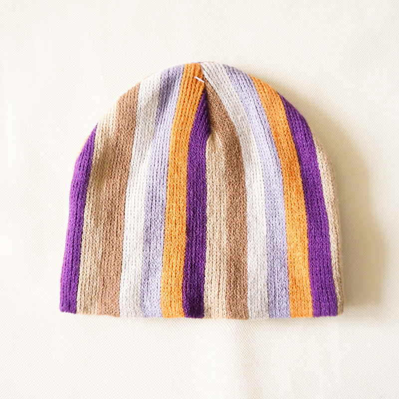New production Cheap Custom Winter colorful cool colorful striped Knitted Beanie Hat Cap for teenagers kids