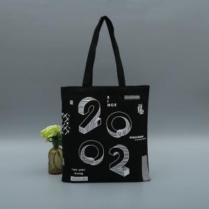 China Natural Cotton Tote Messenger Canvas Shoulder Bag BLACK Recyclable on sale