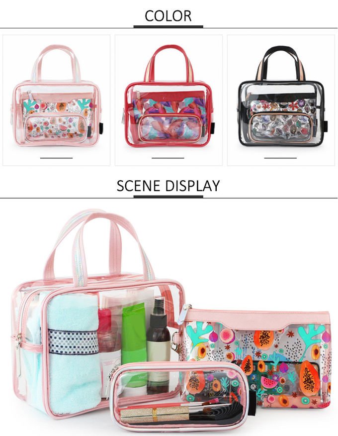 Wholesale PVC Transparent Makeup Bag Set 3 Pieces Organizer for Travel