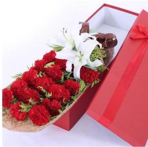 China Flower Cardboard Gift Packaging Box  Red Color Shock Resistant on sale