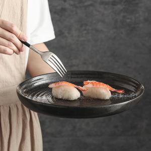 Screw Thread Black Porcelain Dinnerware Customized Logo Printable