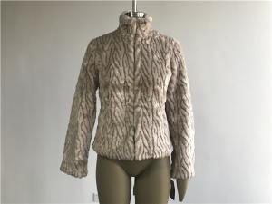 Quality Milk Textured Ladies Fake Fur Coats , Faux Fur Funnel Neck Chubby Coat TW75506 wholesale