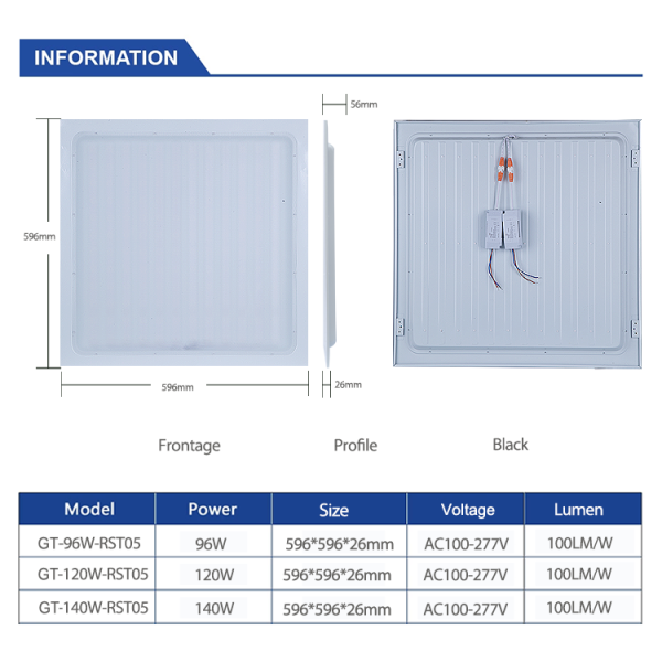 595X595mm 3D 96W 120W 140W Aluminum Lighting Panel LED Panel Light