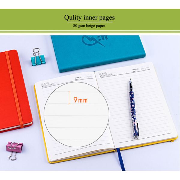 Office supplies lay out pu leather a5 size elastic closure custom notebook for promotional office and school use