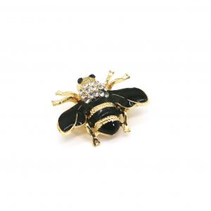 China Fashion Diamond Bee Brooch  , Black Clothes Pin Black Glue Dropping Process OEM ODM on sale