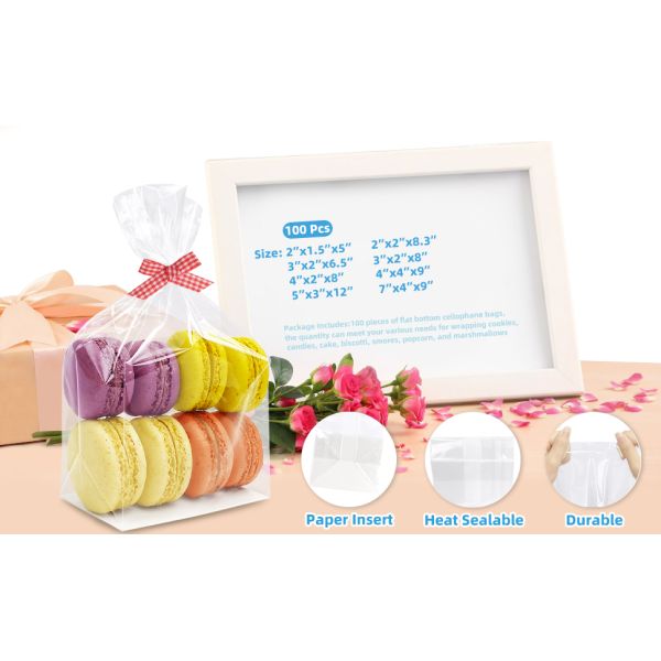 gusseted cellophane bags flat bottom