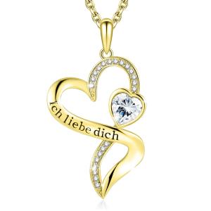 Quality 18in 0.29oz Double Heart Shaped Necklace Gold Endless Love With White Austrian crystal Crystal wholesale