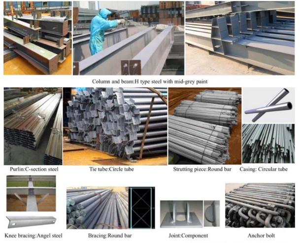 Galvanized Lightweight Prefabricated Steel Frame Buildings Customized Color