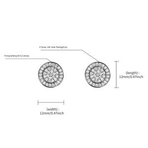 Black Zirconium Copper Earrings Round Diamond Earrings 3.5g