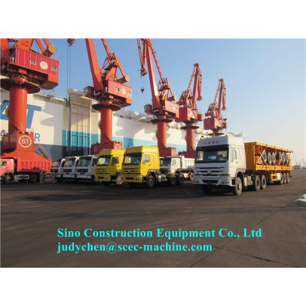 SCEC 3 Axles Flatbed Semi Trailer Max Loading 50 - 60ton With Front Side Plate