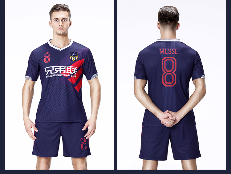 Men's short sleeve jersey customized adult football suit set Student team match training suit design printed word pattern logo