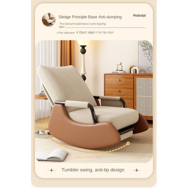 Single Foldable Rocking Recliner Sofa Chair Footrest Eco-Friendly Modern Design Corduroy Cover for Living Room Balcony Leisure