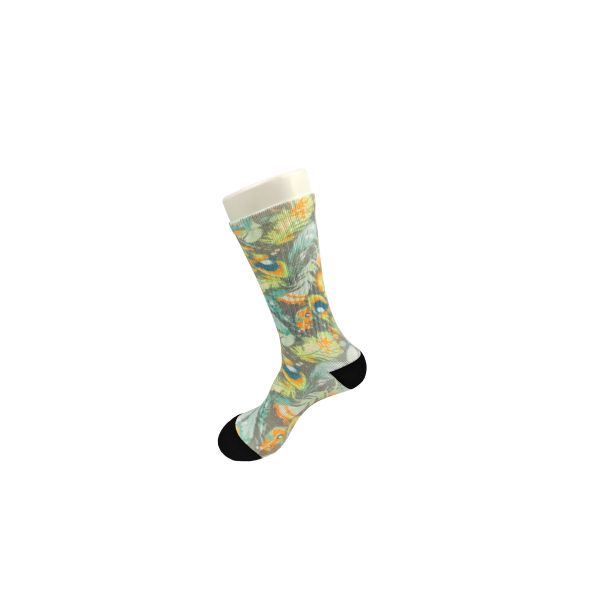 Blue / Green Knitted Unisex 3D Printed Socks With Sweat Absorbent Materials