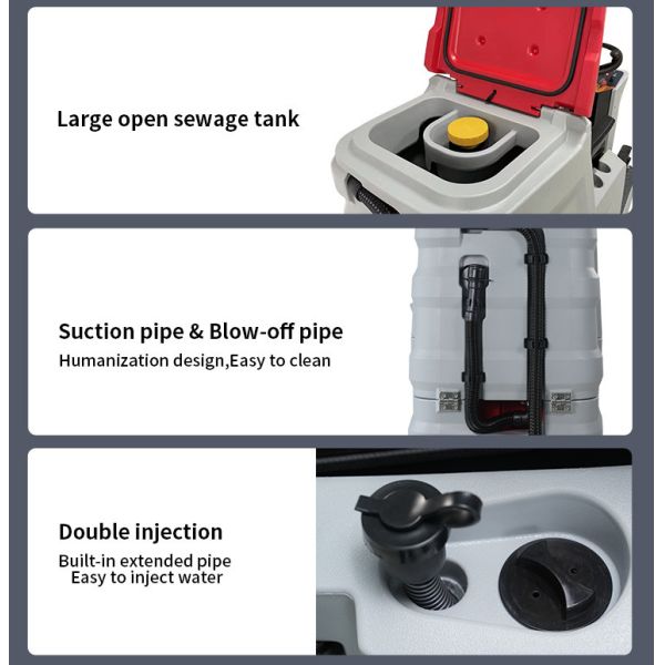 Warehouse Cylindrical Floor Scrubber Autoscrubbers 24V 550W