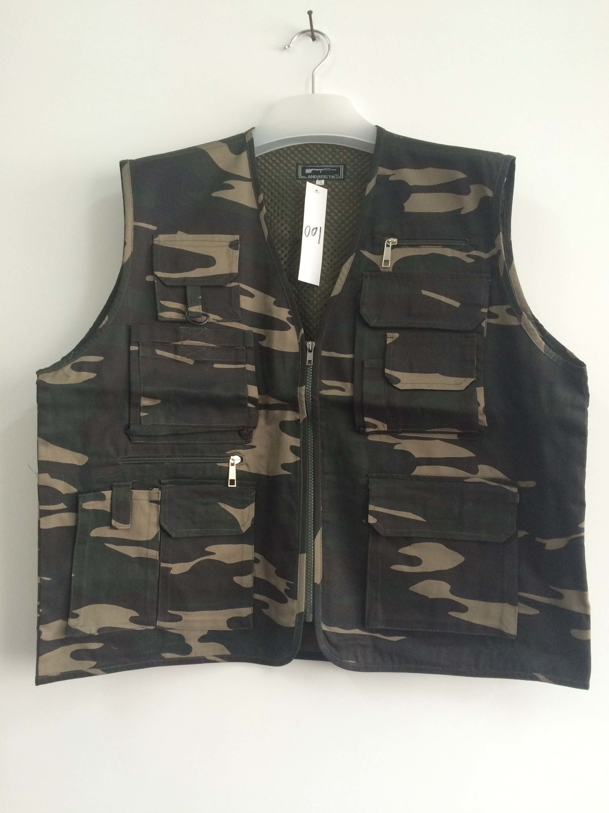 mens vest in T/C 65/35 fabric, camouflage, fishing vest, S-3XL