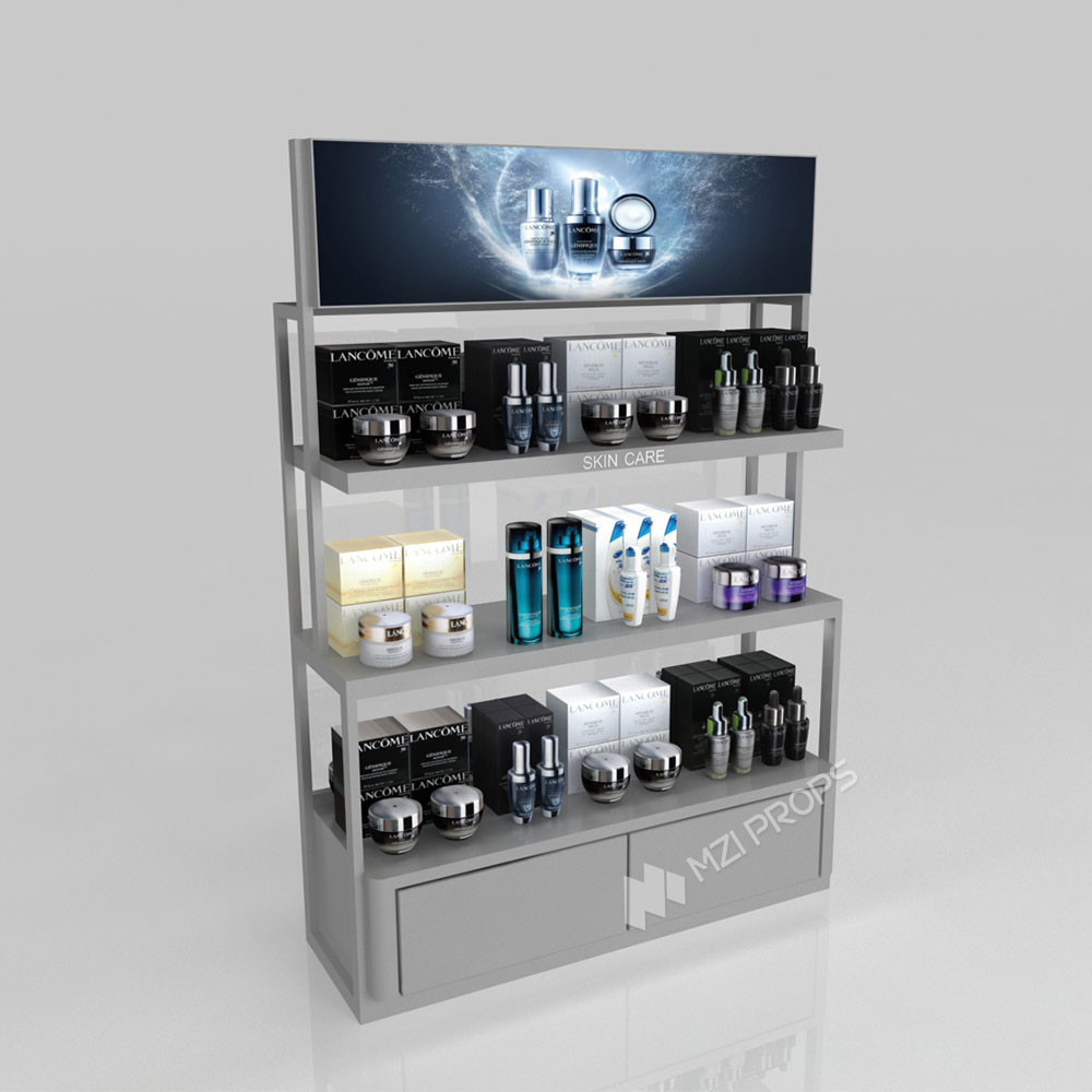 GDR03-CB-05 Inner Corner Cabinet with LED Strip Lights and Transparent Tempered Glass for Fashion Boutiques
