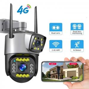Quality 4MP 4G Cctv Security Ip Camera Outdoor Dual Lens Network Camera wholesale
