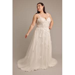 Buy cheap Stunning Sweetheart Neck Plus Size Appliques Lace Spaghetti Strap Chapel Train from wholesalers