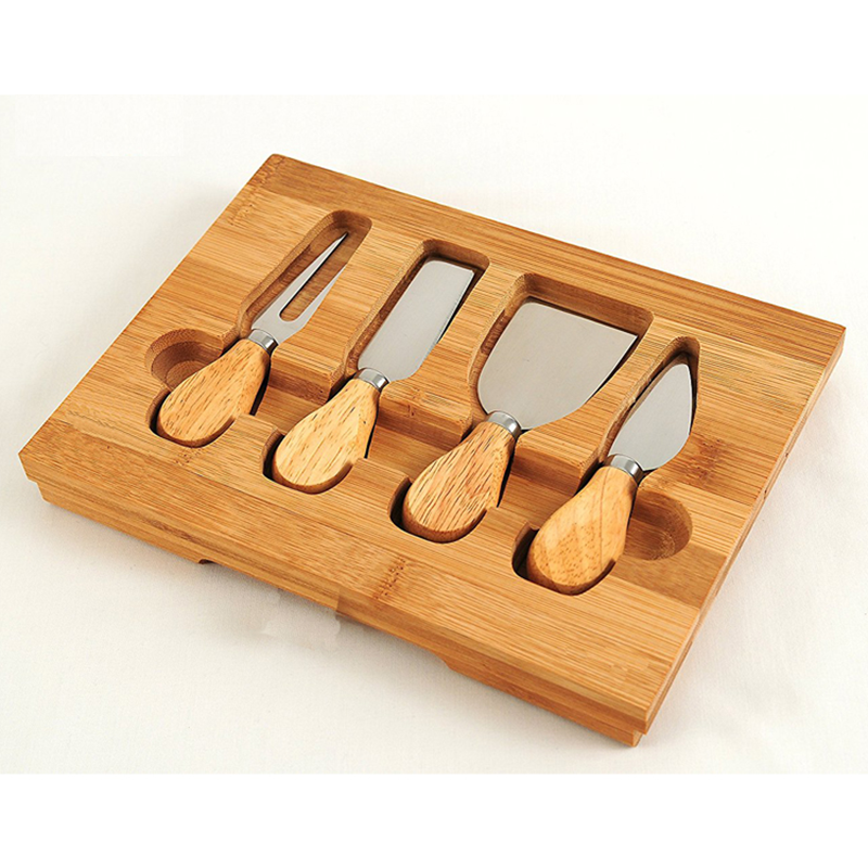 100% Natural Decorative Bamboo Pizza Serving Boards With Knife and Fork Eco-friendly