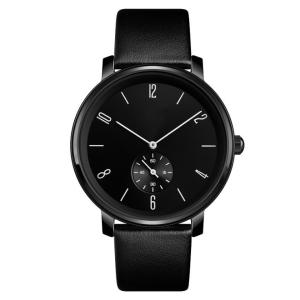 Quality PVD Plated Alloy Mens Quartz Watch Black Italian Leather Band Classic Style wholesale